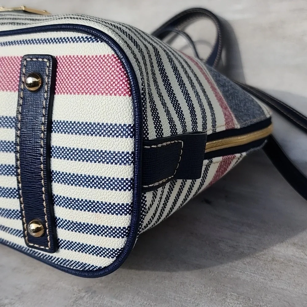 Dooney & Bourke Westerly Navy and Pink Striped Satchel Bag
